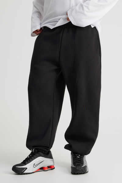 Baggy Cuffed Trackpant, BLACK