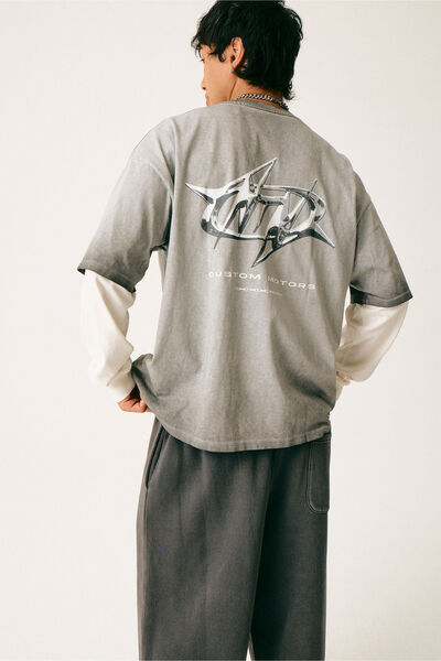 Notion Vintage Graphic Tshirt, NTN WASHED IRON/SPIKEY LOGO CHROME