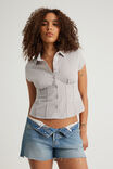 Short Sleeve Fitted Shirt, PINK NEUTRAL CHECK - example image 2