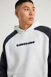 Half Half Hoodie, SILVER MARLE/NAVY BLAZER PANEL - example image 4