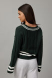 Addison Cable V Neck Jumper, IVY GREEN/NEW YORK - alternate image 4