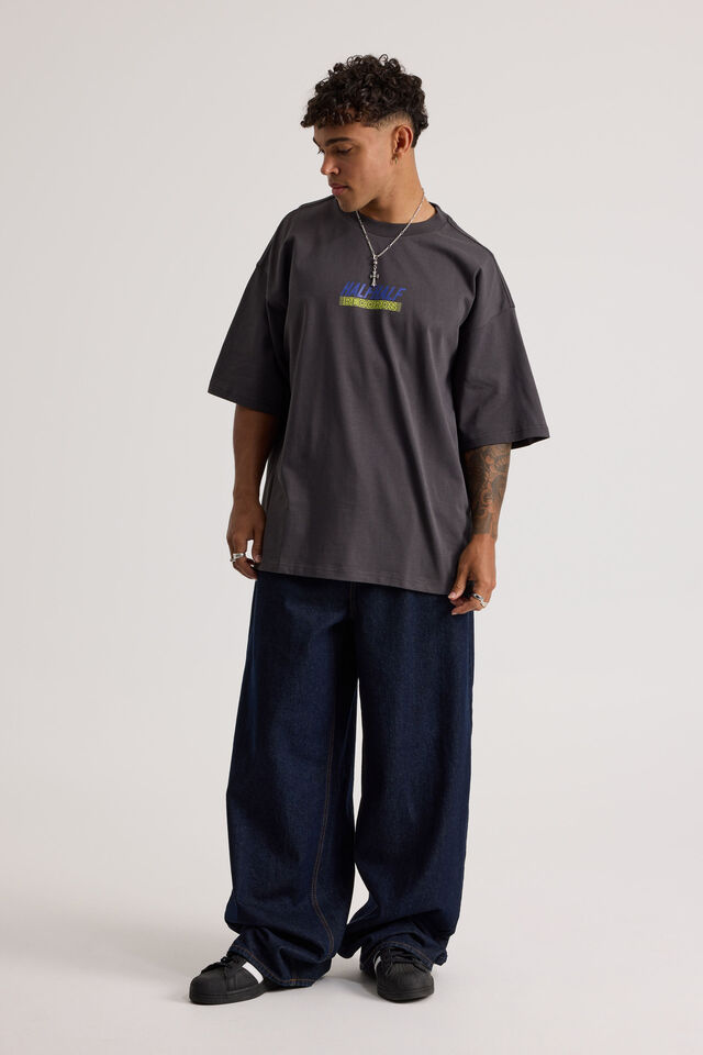 Half Half Heavyweight Box Fit Graphic Tshirt, HH SLATE/HALF HALF CASSETTE