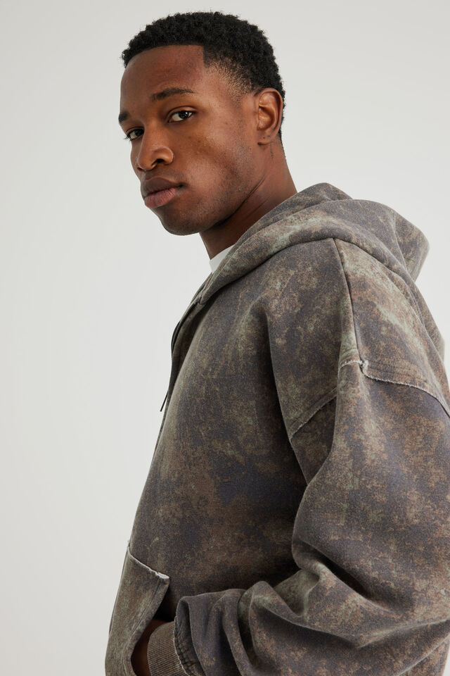 Notion Zip Thru Hoodie, NTN WASHED ABSTRACT DYE CAMO/RAW