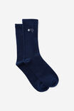 Girls Everyday Crew Sock, NAVY SHOOTING STAR - alternate image 1