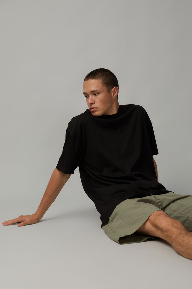 Basic Oversized T Shirt, BLACK