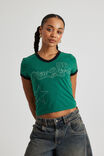 Fitted V Neck Tee, ELECTRIC GREEN/NEW YORK - alternate image 1