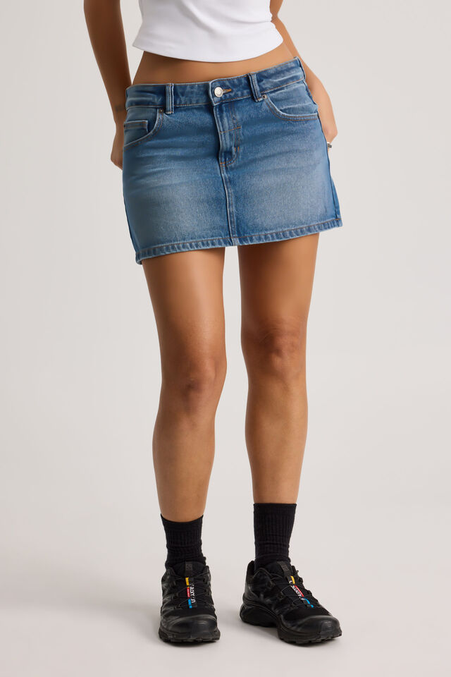 Everyday Denim Skirt, BRIGHT BLUE
