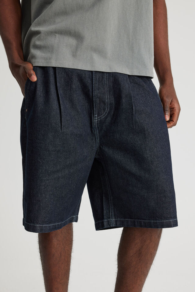Half Half Classico Denim Short, PLEATED DARK RAW