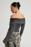 Knit Off Shoulder Long Sleeve, WASHED BLACK - alternate image 3