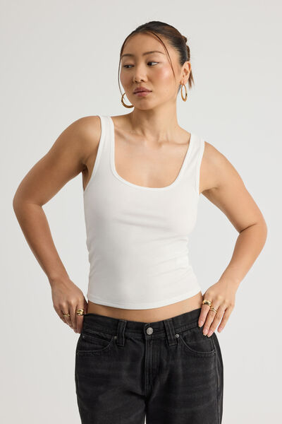 Textured Scoop Tank, CLOUD
