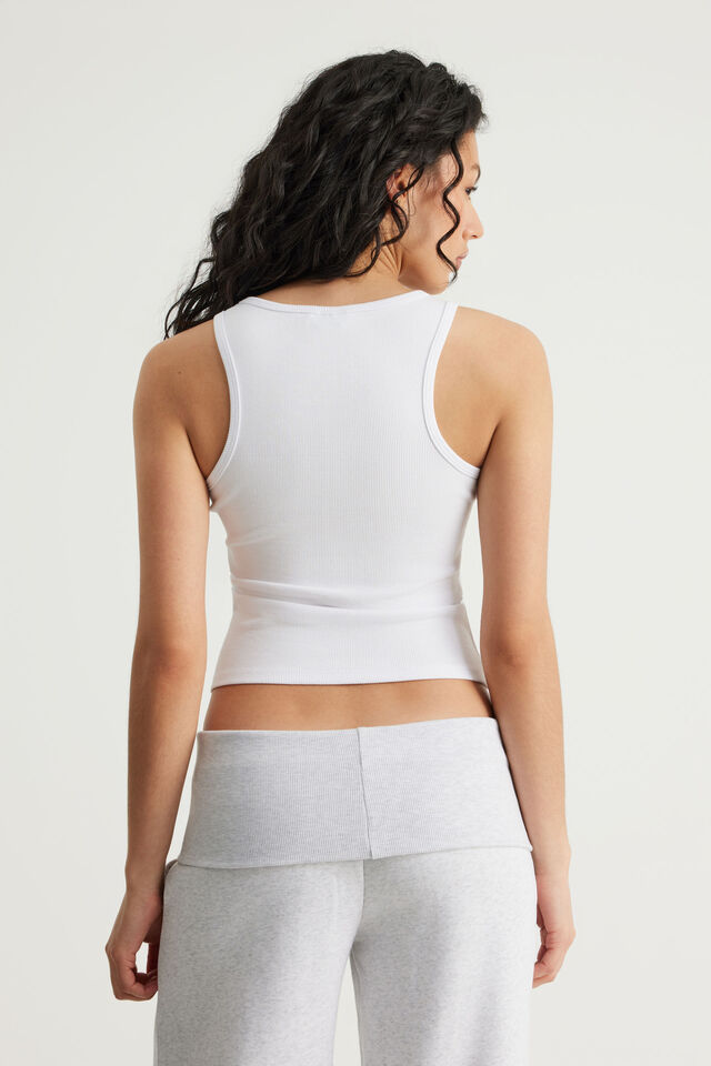 Graphic Rib Tank, WHITE / FIESTY