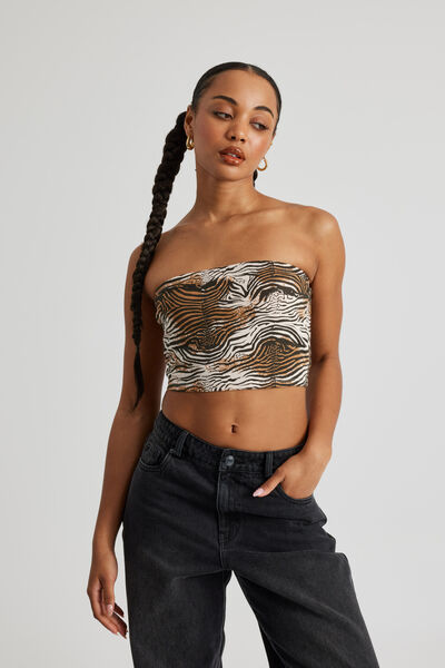 Crop Jersey Bandeau, ZEBRA