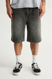 Notion Baggy Denim Short, SMOKEY GREY/RAW EDGE APPLIQUE - example image 4