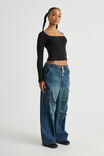 Ava Pointelle Long Sleeve Top, BLACK - alternate image 2