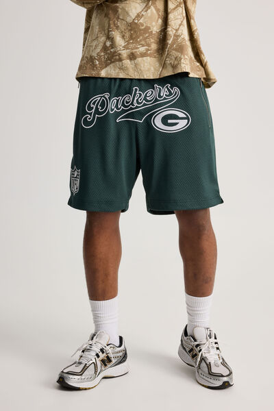 Nfl Basketball Short, LCN NFL IVY GREEN/PACKERS SCRIPT