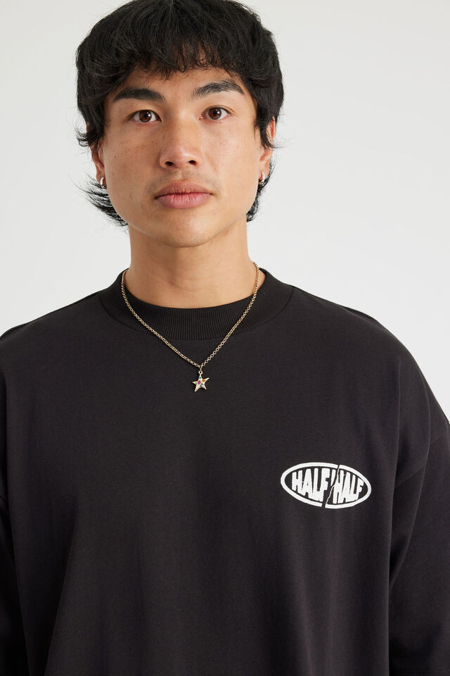 Half Half Heavyweight Box Fit Graphic Tshirt, HH BLACK/HALF HALF ZINE STORE