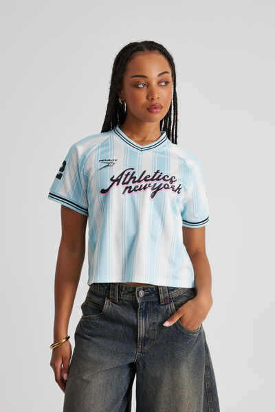 Cropped Sports Jersey, AQUA/NEW YORK ATHLETICS