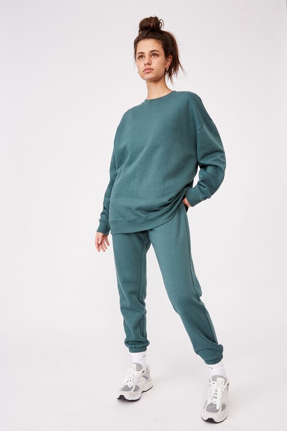 Oversized Crew Neck Sweater, STORMY GREEN