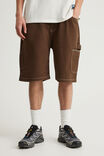 Half Half Painter Baggy Denim Short, RICH BROWN - alternate image 2