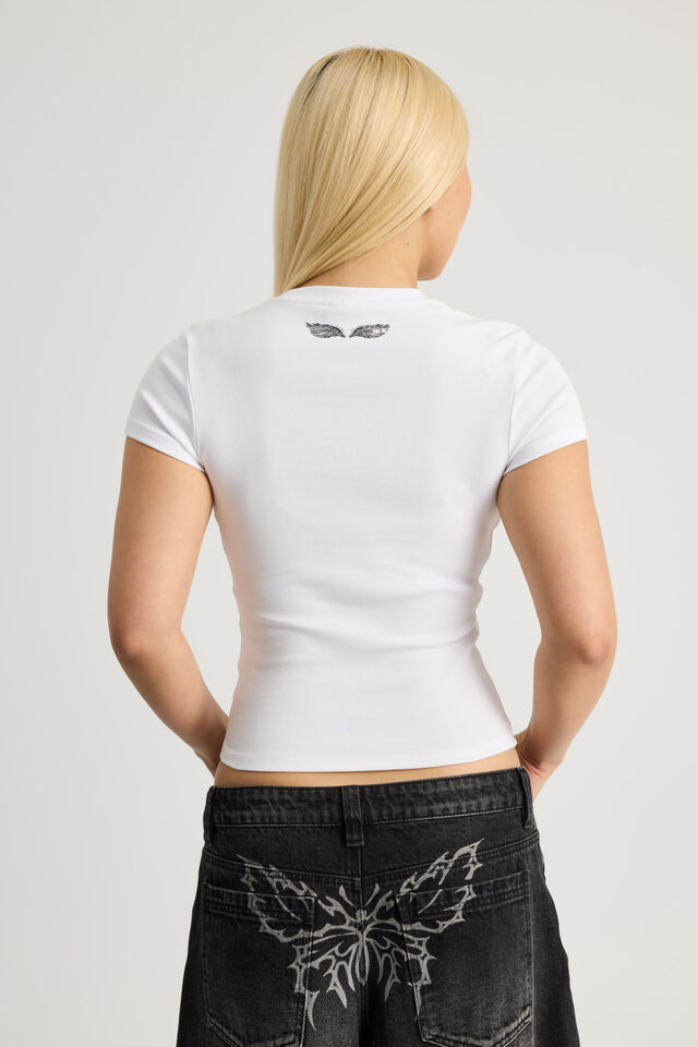 Fitted Graphic Tee, WHITE/ANGEL