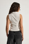 Zip Front Sleeveless Shirt, PUMICE PINSTRIPE - alternate image 3