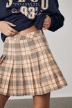 Pleated Skirt, ABBIE CHECK_BEACH SAND