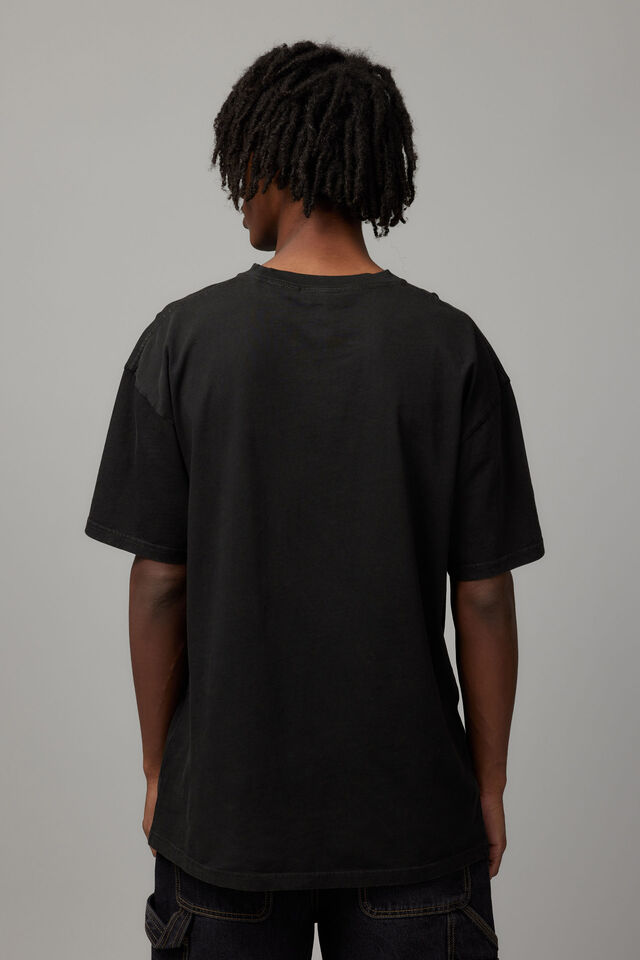 Oversized Music Merch T Shirt, LCN MT WASHED BLACK/EAZY E HERO