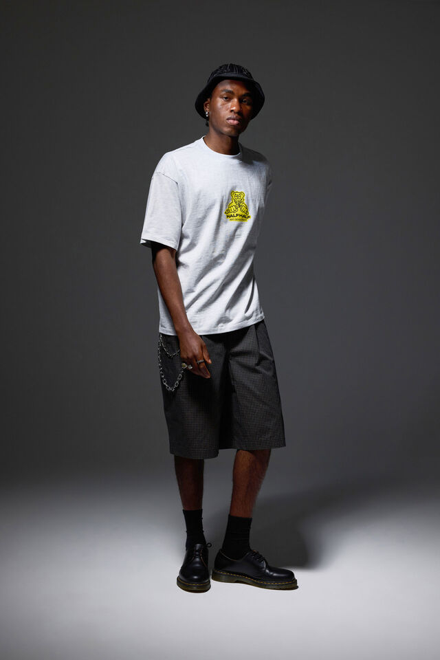 Half Half Box Fit Graphic T Shirt, HH SILVER MARLE/HALF HALF ART DEPT