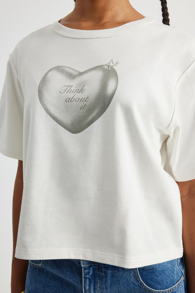 Boxy Graphic Tee, VINTAGE WHITE/METALLIC HEART