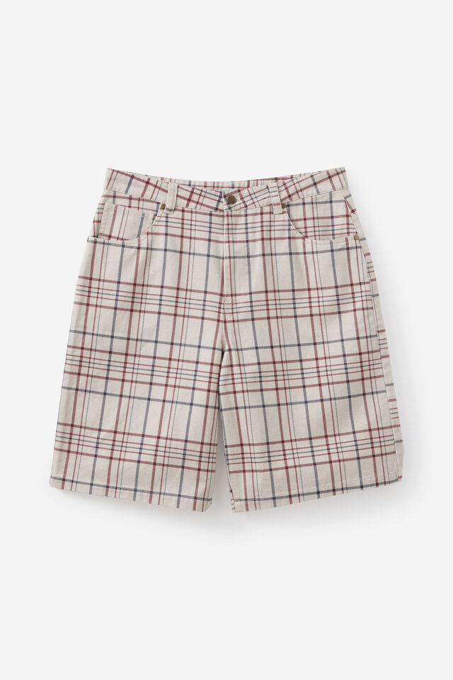 Half Half El Grande Denim Short, PRINTED CHECK