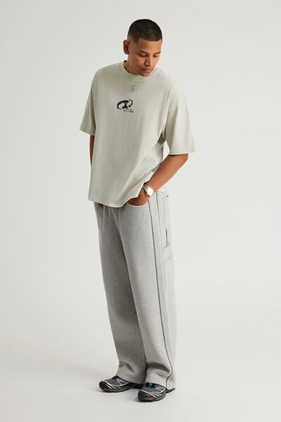 Baggy Trackpant, HH GREY MARLE/BLACK PIPING