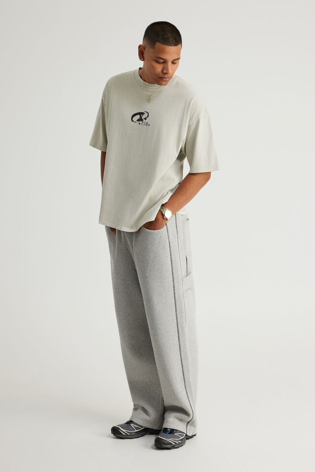 Baggy Trackpant, HH GREY MARLE/BLACK PIPING