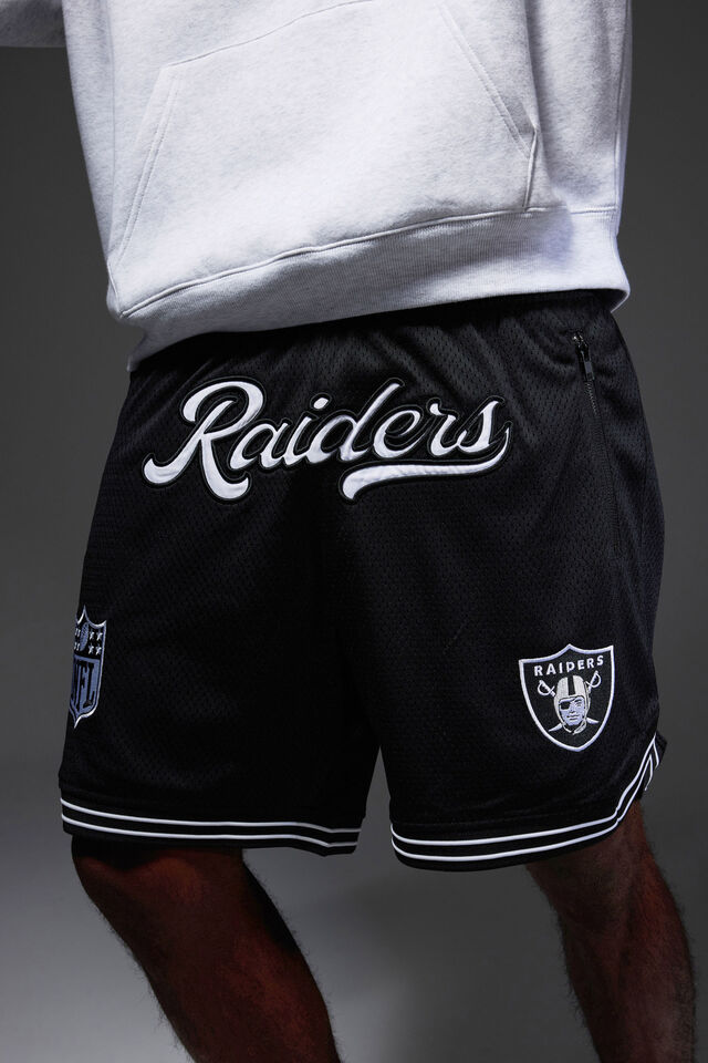 Nfl Basketball Short, LCN NFL BLACK/RAIDERS STRIPE HEM CLASSIC
