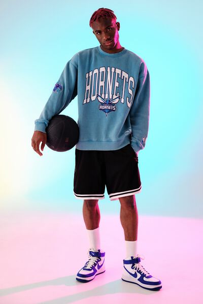 Oversized Nba Crew, LCN NBA WASHED TEAL/HORNETS CURVED