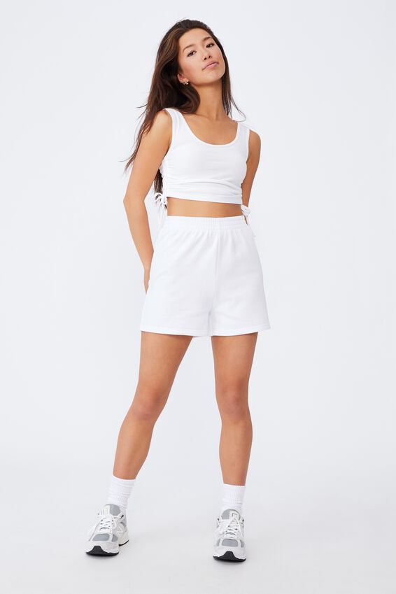 Ruched Side Seam Tank, WHITE