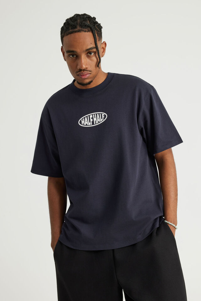 Half Half Heavyweight Core Fit Tshirt, HH NAVY BLAZER/RADIO