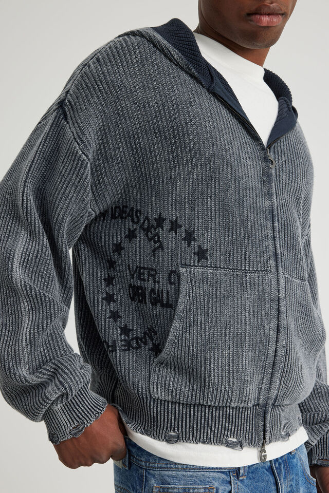 Open Gallery Knit Zip Through, OG SEAL/ETERNITY