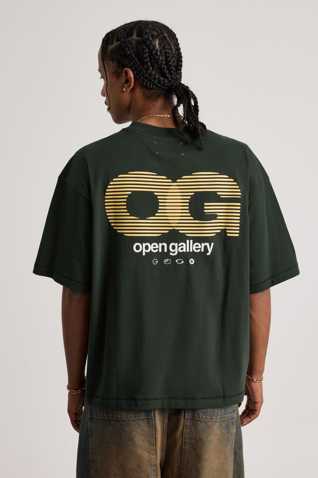 Open Gallery Box Fit Tshirt, OG KELP/PARALLEL DIVISION