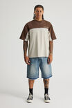 Half Half Box Fit Panelled Graphic Tshirt, HH MUD/PEBBLE PILL LOGO - alternate image 2