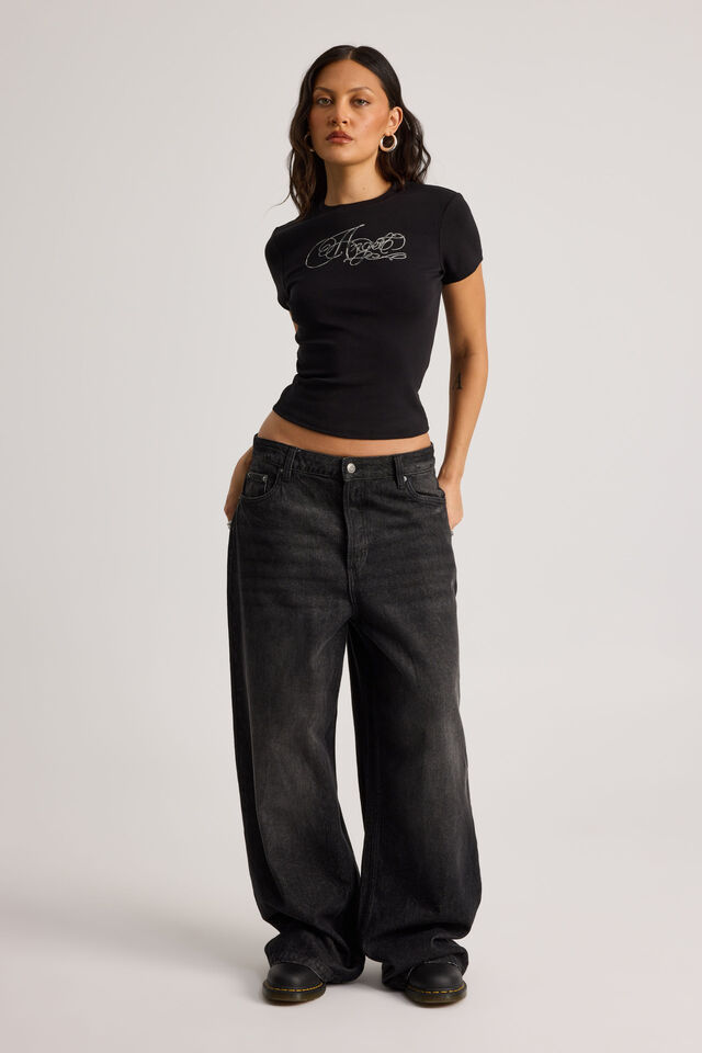 Fitted Graphic Tee, BLACK/ANGELS