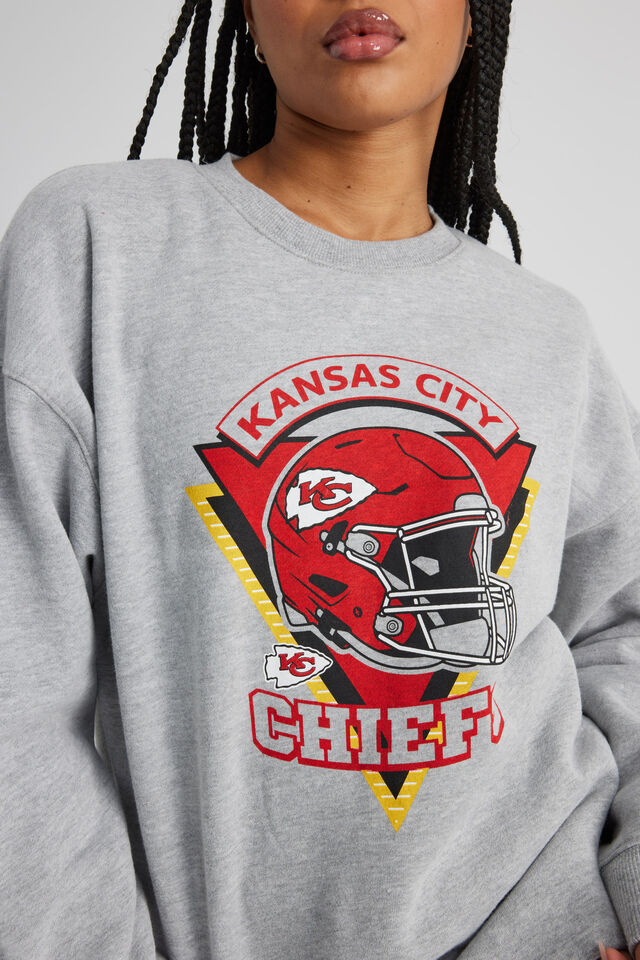 Lcn Nfl Classic Crew Neck Sweater, LCN NFL GREY MARLE/CHIEFS