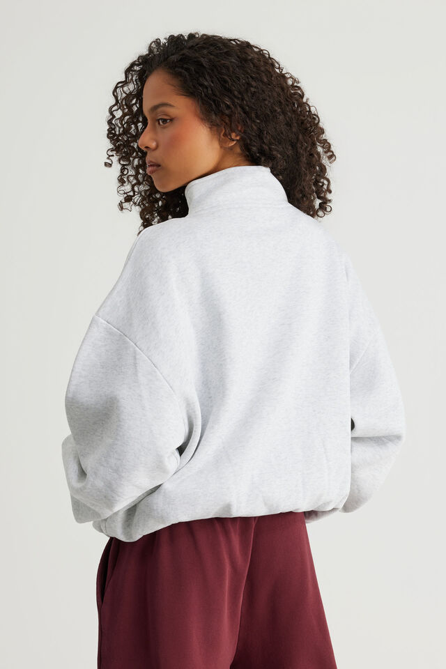 Open Gallery Funnel Neck  Zip Through, OG SILVER MARLE/GALLERY SPORT