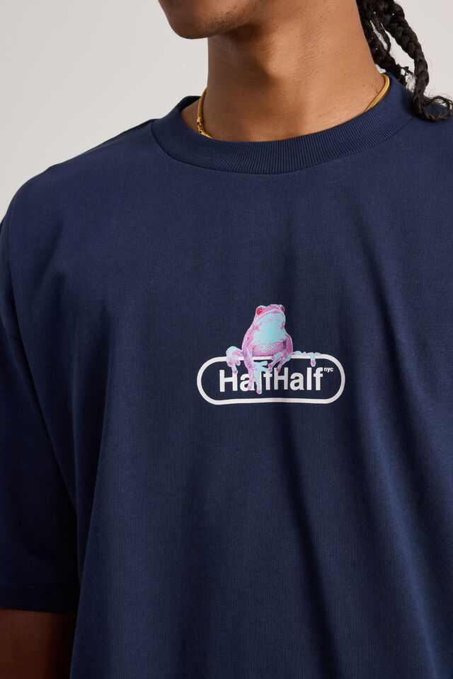 Half Half Heavyweight Box Fit Graphic Tshirt, HH MIDNIGHT BLUE/HALF HALF FROG