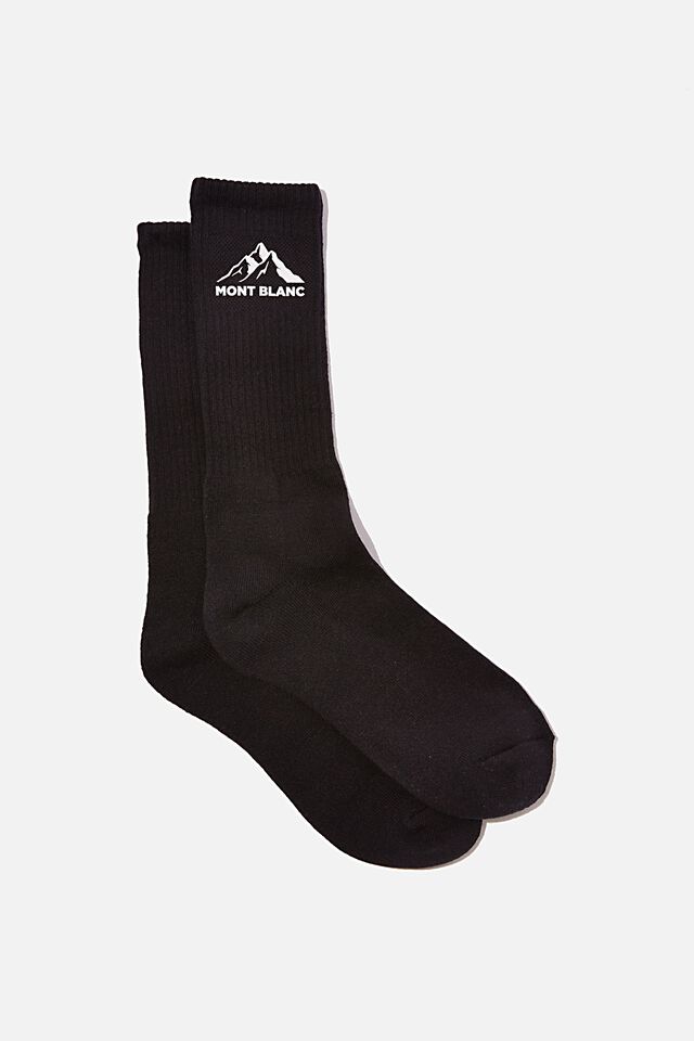 Retro Ribbed Socks, MONT BLANC BLACK