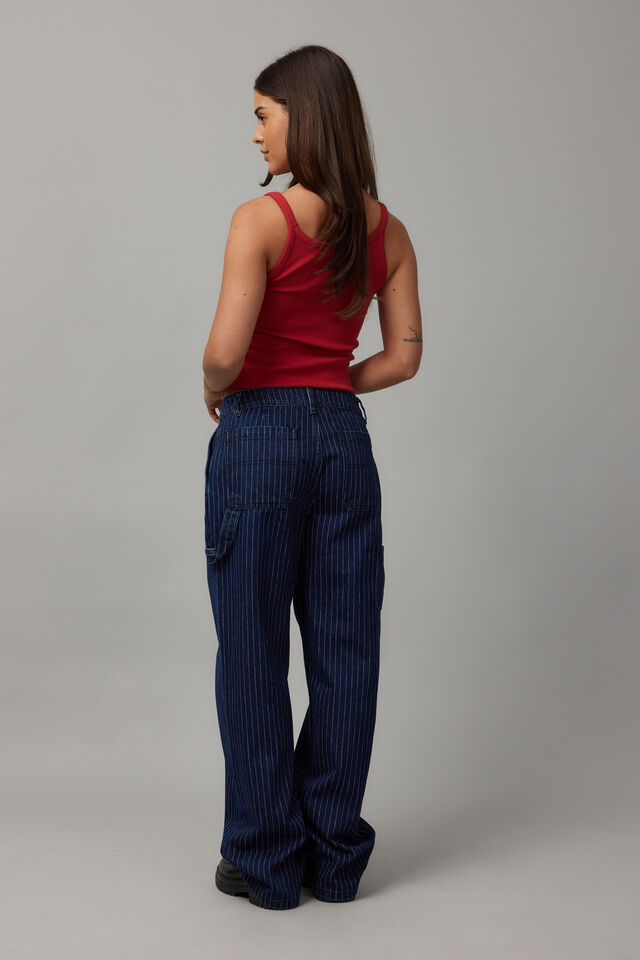Mid Rise Carpenter Jean, NAVY PIN STRIPE