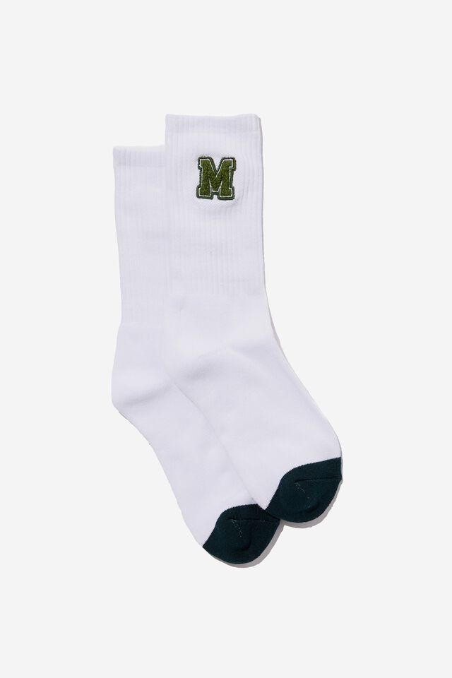 Retro Ribbed Socks, WHITE MICHIGAN