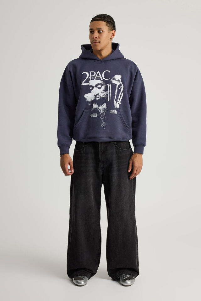 Music Merch Hoodie, LCN BRA ARCTIC NAVY/TUPAC LOFI