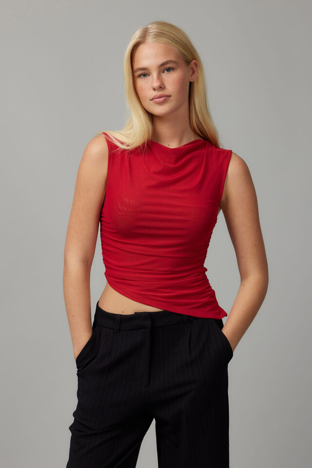 Olivia Mesh Asymmetric Hem Top, SCOOTER