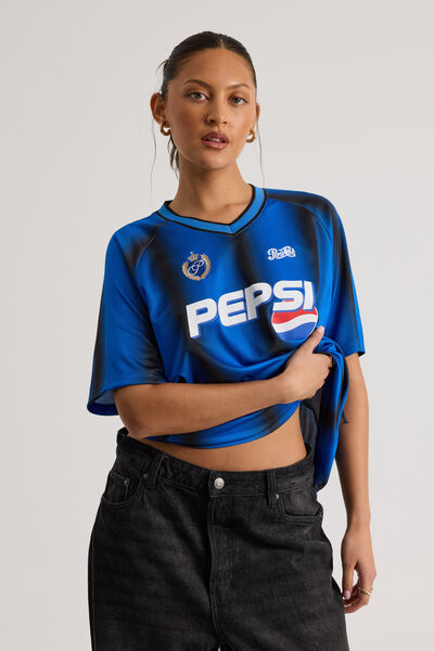 Lcn Pepsi V Neck Sports Jersey, LCN PEP GLOBE BLUE/PEPSI