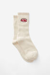 Unisex Rib Sock - Extra, HALF HALF BEIGE RED PIL - alternate image 1